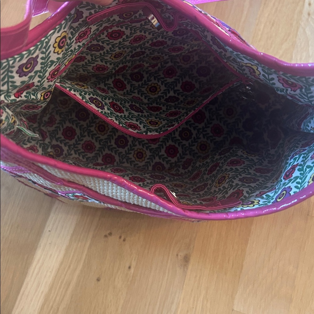 Vera Bradley Purse Viva La Vera Retired Rattan Straw Hobo Shoulder Bag Pink - Picture 11 of 16